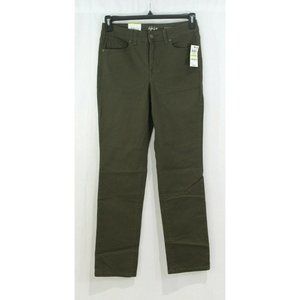 Style & Co Womens Deep Moss Green Rail Straight Leg High Rise Jeans 4 Short NWT